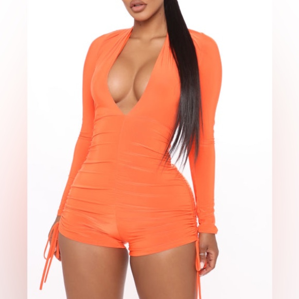 Fashion Nova Bold Orange Romper